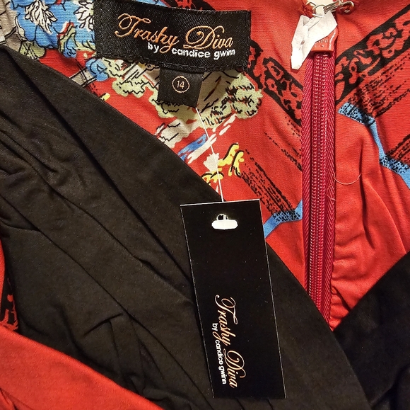 Trashy Diva Honey Baby Dress In Red Fans MULTIPLE SIZES Brand New! - Picture 8 of 11